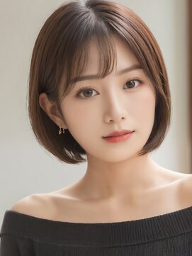 エリマ 横浜西口(elima) 横浜西口顔周りレイヤーカットくびれヘア切りっぱなしボブ30代