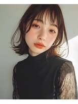 ミシェリー(misherry)&nbsp;シースルーバング×透明感冬カラーざくっとレイヤーショートボブ