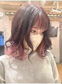 ゆる巻きミディ×インナーピンク