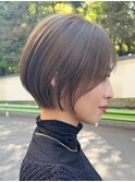 表参道白髪ぼかしハイライトウルフショートボブグレージュ40代