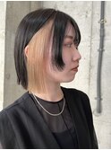 インナーカラーベージュ　ボブ　フェイスレイヤー　岐阜美容室