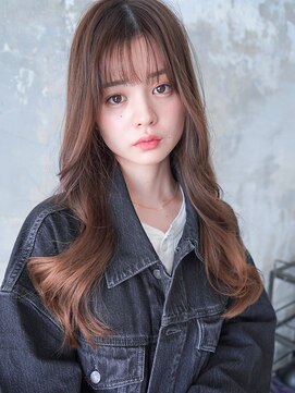 アンジェリカ 岡山店(ANGELICA) ANGELICA シースルーバング 韓国風巻き ブラウンカラー