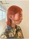 ぱっつりボブとオレンジカラー【天間　彩香】