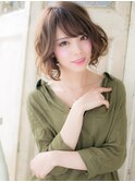 mod's姪浜/斜めバング大人かわいいゆるふわカールAラインボブi