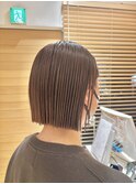 20代30代ワンレン切りっぱなしボブ秋ヘアブラウン大人ヘア