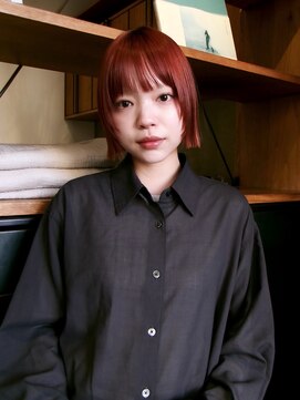ネロ ヘアサロン 渋谷(NERO HAIR SALON) アプリコットオレンジ×ボブ 【倉畑果歩】