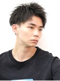ソフトツイストパーマアップバングスパイキーショートフェード