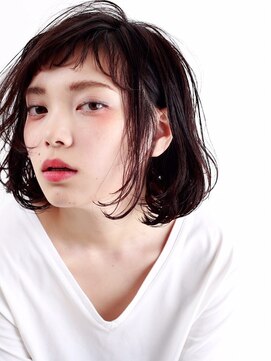 エムスラッシュ センター南(M.SLASH) 【M.SLASH】オン眉シースルーバング耳かけ前下がりクールロブb