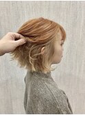 インナーカラー オレンジ×ミルクティー