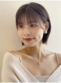 ミニボブ 外ハネ シースルーバング 耳かけ 可愛い 垢抜け