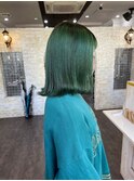 【 町田 / Luxo by Afinar /切りっぱなしボブ×グリーンカラー】