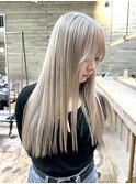 ホワイトベージュブロンドハイトーンケアブリーチミルクティー
