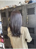 透け感ダークグレー無造作セミロング20代30代40代