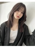 レイヤーカットフェイスレイヤーミディアムレイヤーグレージュ