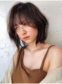 本厚木20代～50代☆小顔ボブヘアカット☆前髪あり☆ブラウン