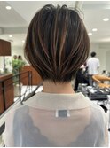ハイライトバレイヤージュダブルカラーショートカット30代40代
