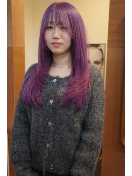 チャプター 問屋町(chapter) 髪質改善顔まわりレイヤーカットワインレッドダブルカラー韓国