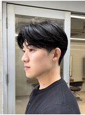テーパーフェードニュアンスパーマ刈り上げセンターパートメンズ
