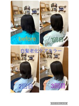 ヘアーメイク ラピス(hair make Lapis) ヘナから7トーンピンクブラウンへ髪色も変化/白髪老化ケアカラー