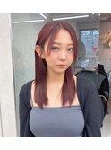 ダブルカラーピンクベージュベージュカラーケアブリーチレイヤー
