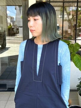 モク 京都北白川店(MOK) 【ストレートボブ】伸びたブリーチもかわいく