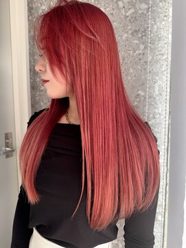 サンク 原宿 表参道(cinq) ミルクティーピンクカラーベージュウルフレイヤーナチュラルボブ