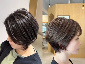 コラボエンリッチ(COLLABOENRICH)の写真/白髪を隠さず、ポジティブに活かす。脱白髪染めハイライトで、上品なデザインと透明感◎