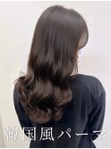 /韓国風パーマ/コテ巻き風パーマ/ロングパーマ/アッシュグレー