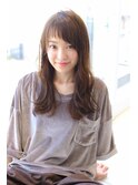 大人可愛いアシメ前髪グレージュロングデジタルパーマ奈良・清水