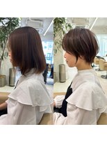 アンド ストーリーズ(&STORIES)&nbsp;前髪あり耳掛け丸みくびれショートボブ20代30代40代50代（蘭）