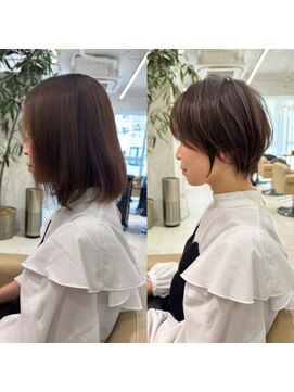 アンド ストーリーズ(&STORIES) 前髪あり耳掛け丸みくびれショートボブ20代30代40代50代（蘭）