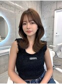 くびれヘア ミディアムヘア くびれミディ 外ハネヘア