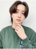 毛流れハンサムショートセンターパートメンズ黒髪爽やか