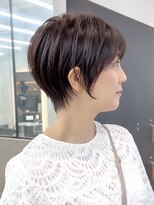 ロンドシエル 横浜(Lond ciel)&nbsp;ミニウルフチェリーブラウンブリーチなしショートボブ前髪/横浜