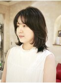 ◆ミディアムレイヤーカット/フレンチレイヤー/黒髪ウルフカット