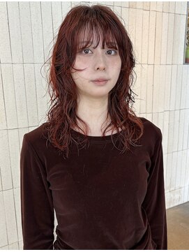 シキ オルガン 大宮(siki ORGAN) ロングレイヤーパーマ×オレンジ【近藤】