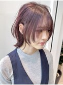 大人ナチュラルレッドブラウン赤髪ミディアムくびれレイヤー