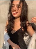 外国人風センターパートグレージュロブ