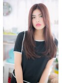 エギョモリ★センターパート暗髪ピンクアッシュロングa1