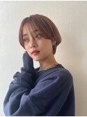 マッシュショートピンクベージュ大人可愛い