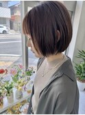 ショートボブ/ぱっつん前髪/アースカラー