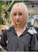 ハイトーンレイヤーボブミディアムレイヤーショートウルフボブ