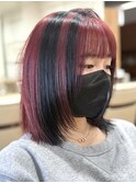 レイヤーカットデザインカラーチェリーレッドミックスカラー