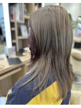 ディーボーイ 健軍店(D-BOY) グレーベージュ/イヤリングカラー/パープル/レイヤーカット