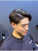 ビジネスツーブロックショート 七三サイドパート 曲がる縮毛矯正