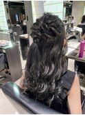 夏祭り前、ライブ前のハーフアップヘアセット