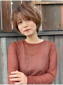 前髪ピンクベージュマチルダボブ【錦糸町/ショート】