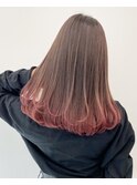 裾カラー　greige × pink