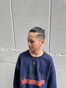 リレーションメンズヘアー(RELATION MEN'S HAIR) マンバンフェードダークアッシュニュアンスパーマ韓国マッシュ