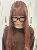 ピンクベージュ*ワイドバング*顔まわりレイヤー